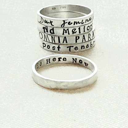Sterling silver Poesy, Posy, Posey or Posie rings with kids names or mantra in your choice of font - drake designs jewelry