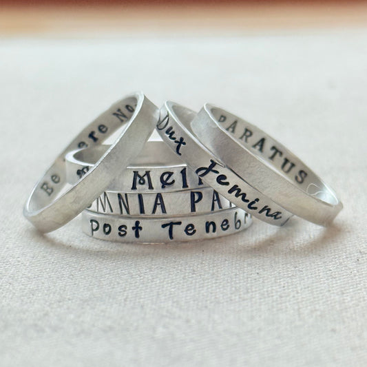 Sterling silver Poesy, Posy, Posey or Posie rings with kids names or mantra in your choice of font - drake designs jewelry