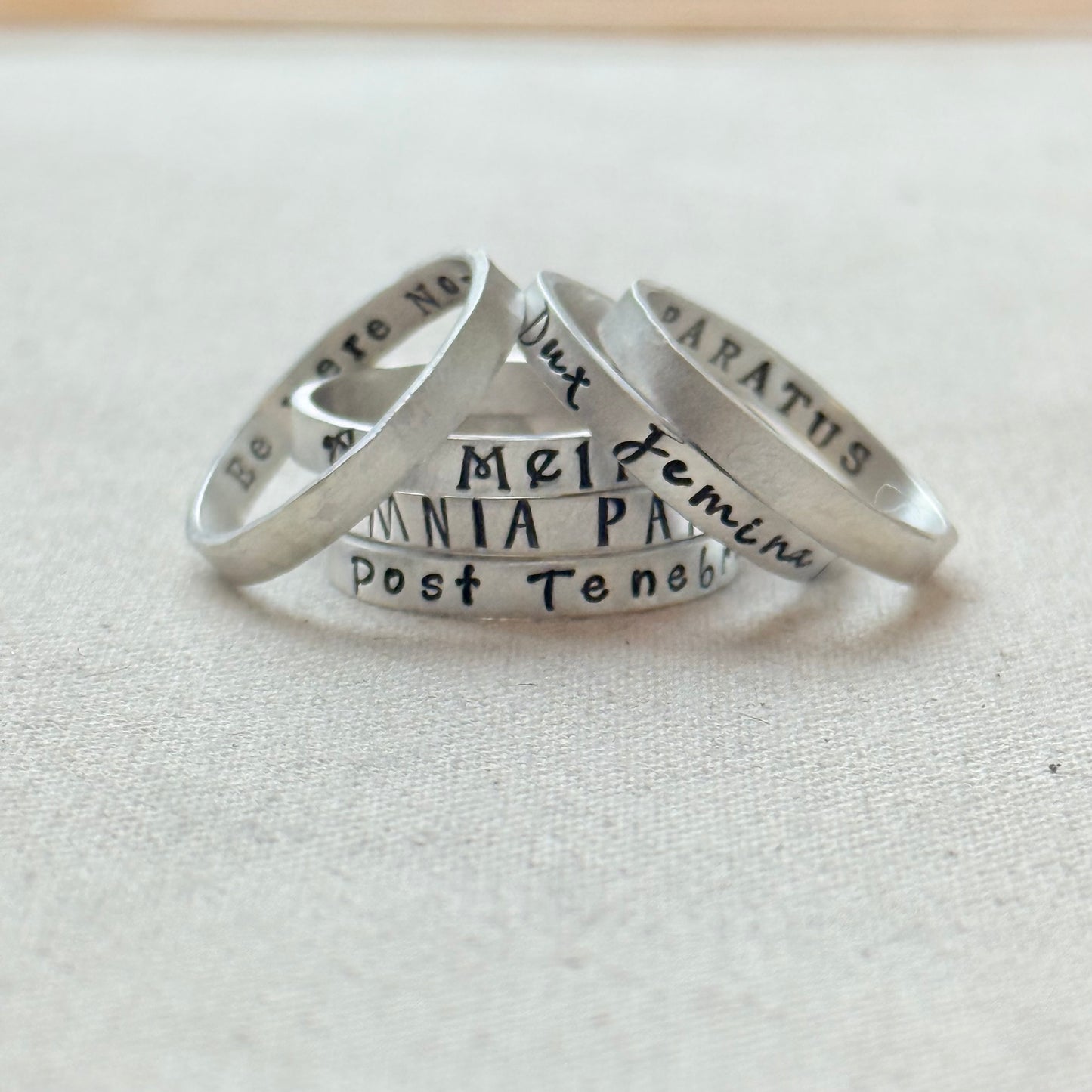 Sterling silver Poesy, Posy, Posey or Posie rings with kids names or mantra in your choice of font - drake designs jewelry