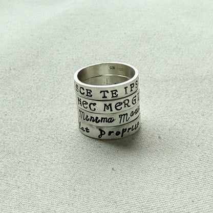 Sterling silver Poesy, Posy, Posey or Posie rings for mom with kids' names or mantra are hand stamped in font of your choice - drake designs jewelry
