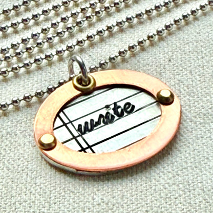 Mixed Metal Writer Jewelry - Literary Necklace - Gift for Author - "write" - drake designs jewelry