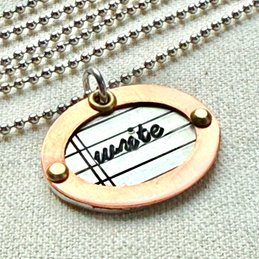 Mixed Metal Writer Jewelry - Literary Necklace - Gift for Author - "write" - drake designs jewelry