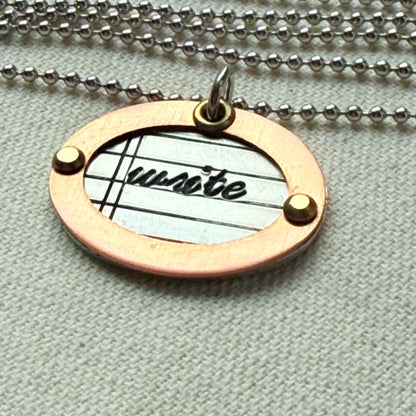Mixed Metal Writer Jewelry - Literary Necklace - Gift for Author
