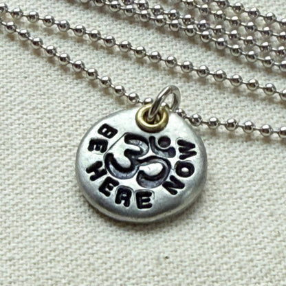 Om Tiny Pebble Necklace - Yoga Jewelry - Mindfulness Jewelry - Be Here Now- drake designs jewelry