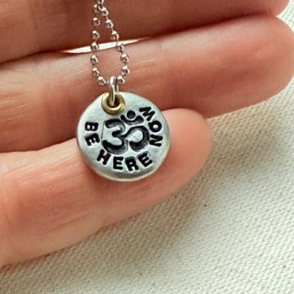 Om Tiny Pebble Necklace - Yoga Jewelry - Mindfulness Jewelry - Be Here Now- drake designs jewelry