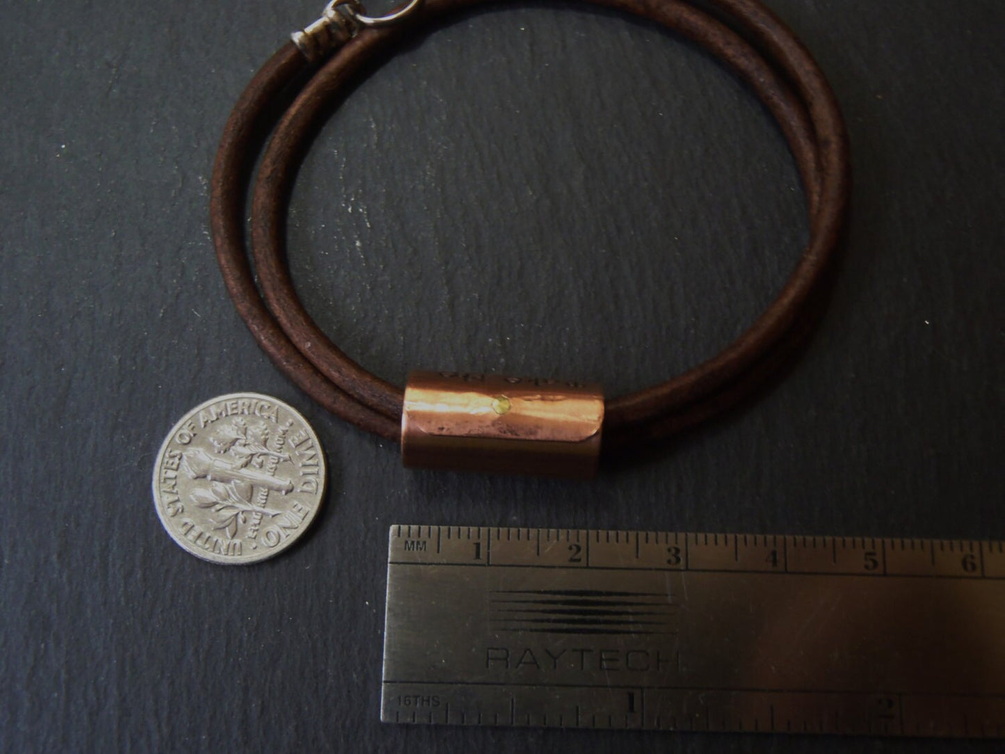 Personalized copper anniversary gift - Custom Text copper and leather bracelet - drake designs jewelry