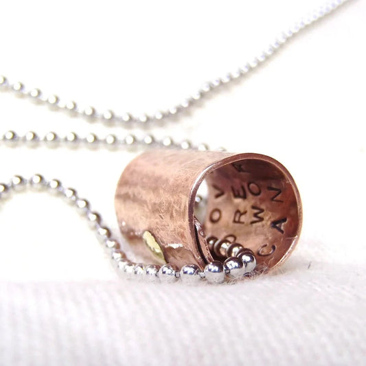 Artisan crafted copper secret message necklace with personalized message hidden inside - drake designs jewelry
