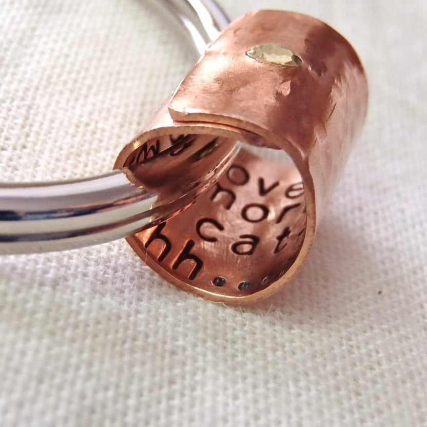 Copper artisan crafted secret message keychin personalized with your custom message - drake designs jewelry