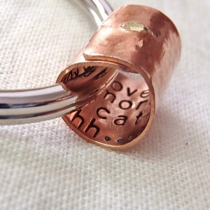 Copper artisan crafted secret message keychin personalized with your custom message - drake designs jewelry