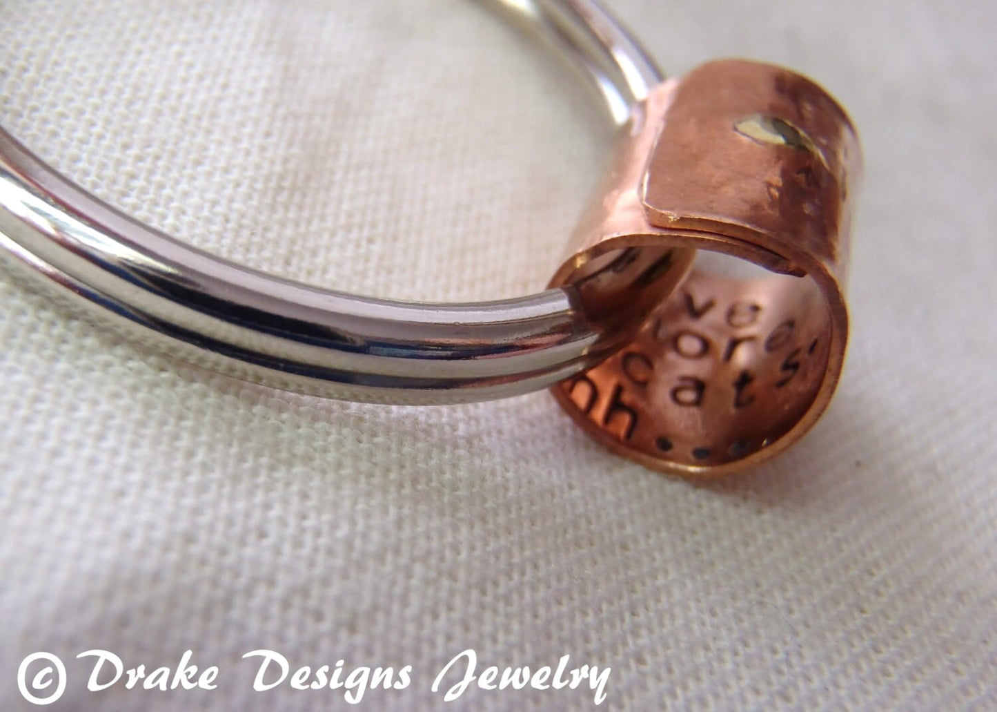 Copper artisan crafted secret message keychin personalized with your custom message - drake designs jewelry