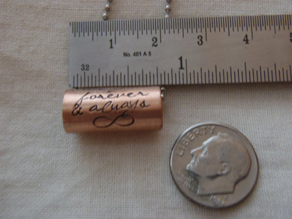 Custom Quote Necklace - Copper Anniversary Gift Personalized for Men or Women