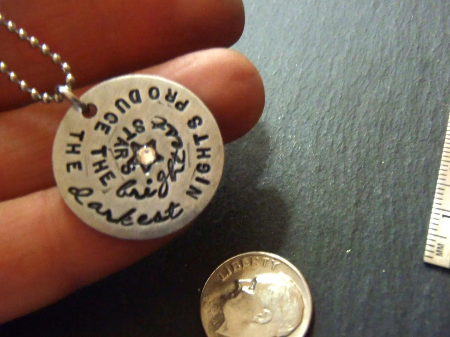 Inspirational Quote Necklace -the darkest nights produce the brightest stars - drake designs jewelry