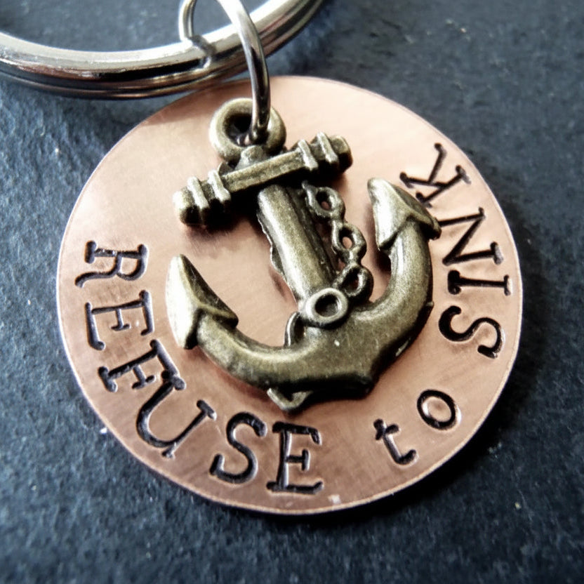 Refuse to Sink Keychain to Signify Courage and Determination - drake designs jewery