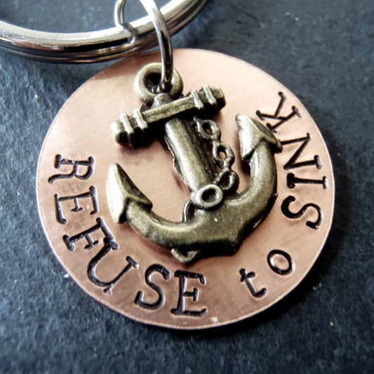Refuse to Sink Keychain to Signify Courage and Determination - drake designs jewery