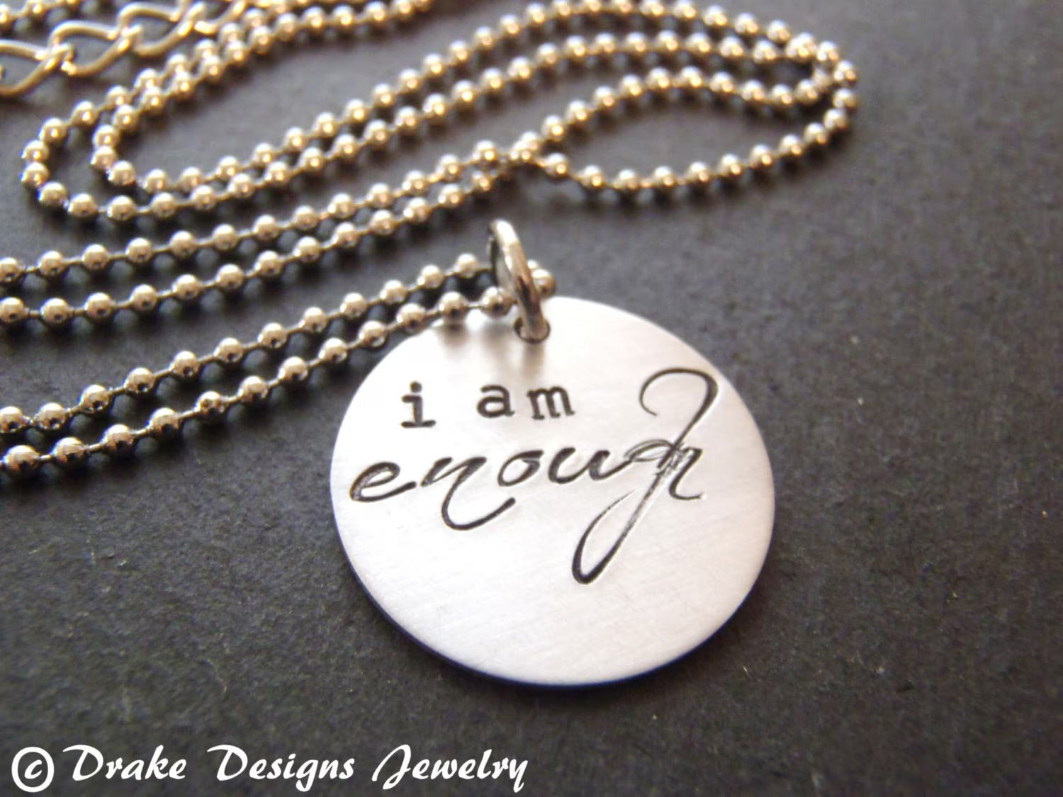 Inspirational I am enough silver artisan necklace - drake designs jewelry