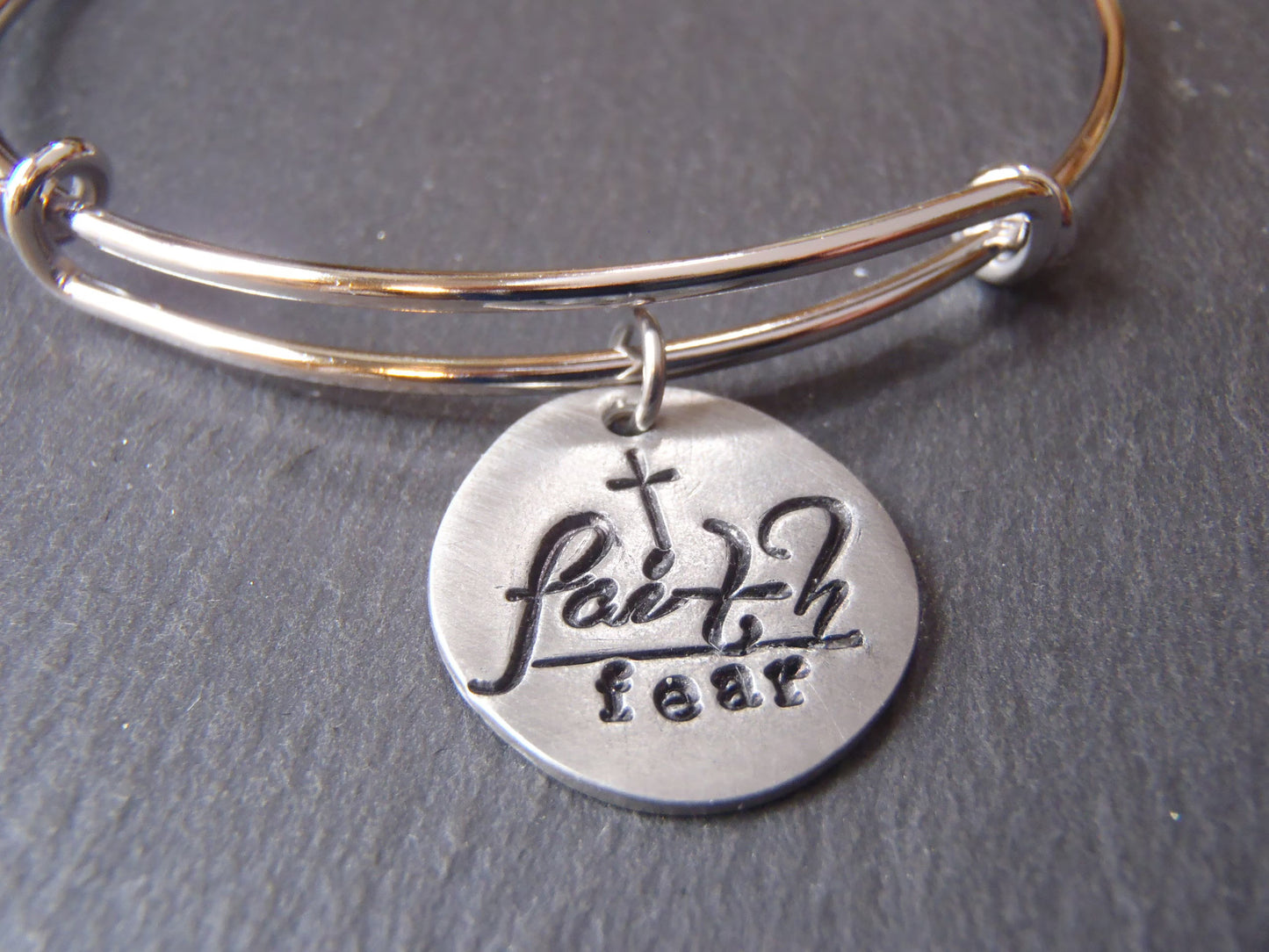 Faith Over Fear Bangle Bracelet