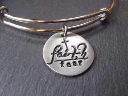 Faith Over Fear Bangle Bracelet