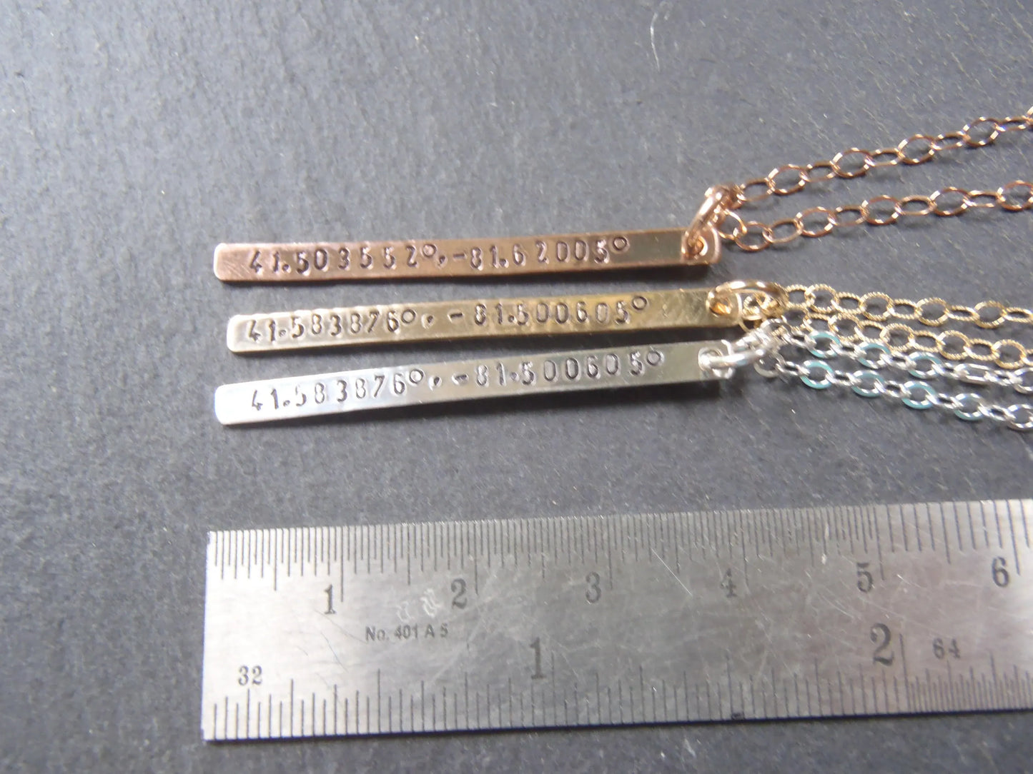 Personalized Coordinates Skinny Vertical Bar Necklace 14k Gold Fill - drake designs jewelry