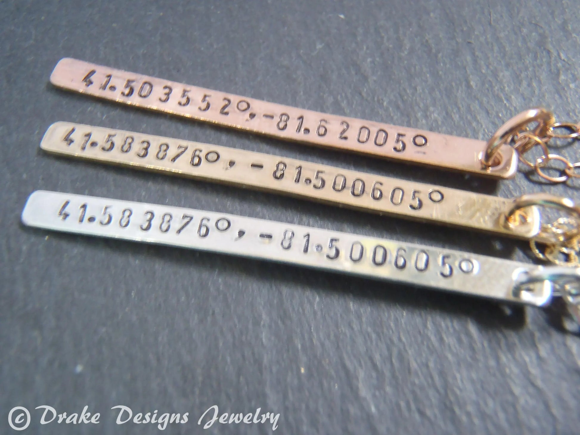 Personalized Coordinates Skinny Vertical Bar Necklace 14k Gold Fill - drake designs jewelry