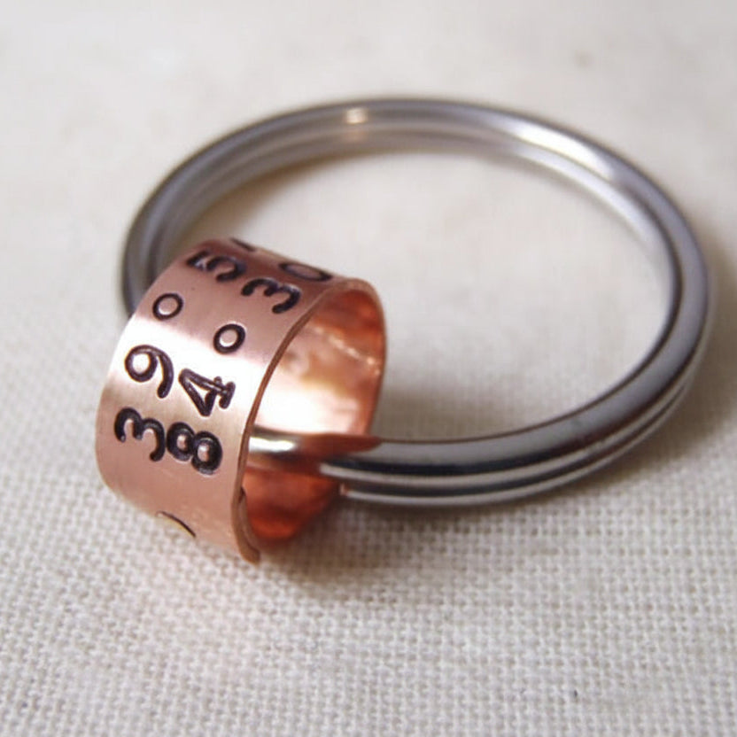 Latitude Longitude Keychain Personalized with Coordinates - 7th Anniversary Gift for Men or women - drake designs jewelry