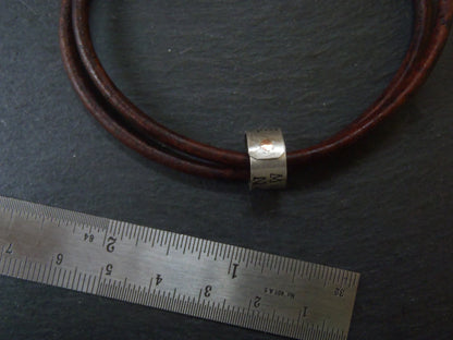 Leather Coordinate Bracelet for Men or Women with Personalized Coordinate Charm Hand Stamped