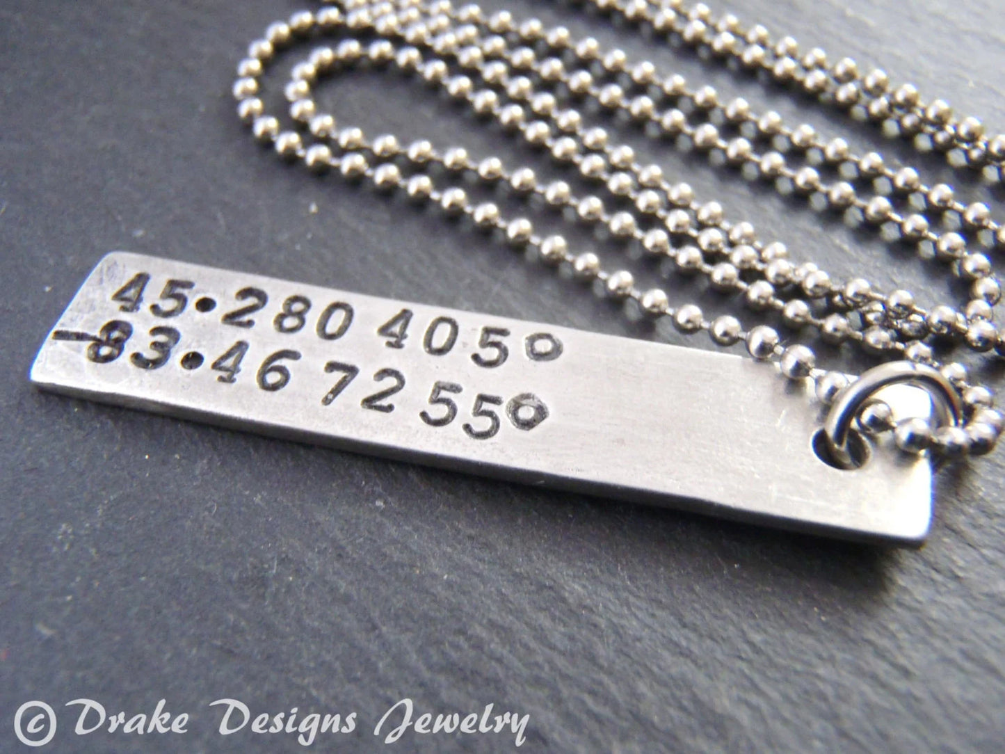 Vertical Bar Custom Coordinates Necklace Personalized with Latitude and Longitude