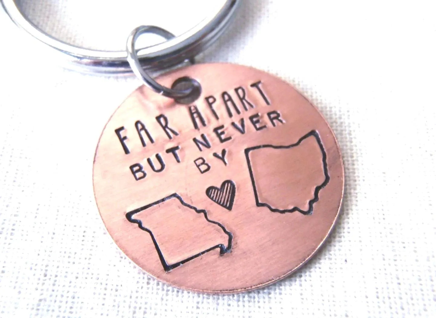 State to State State Keychain | Long Distance Friendship Gift - drake designs jewelry