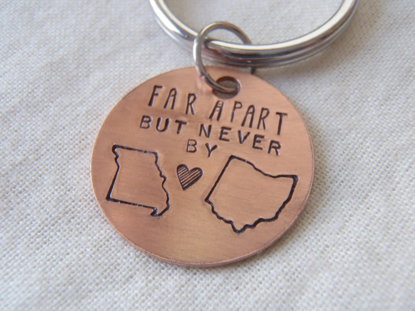 State to State State Keychain | Long Distance Friendship Gift - drake designs jewelry