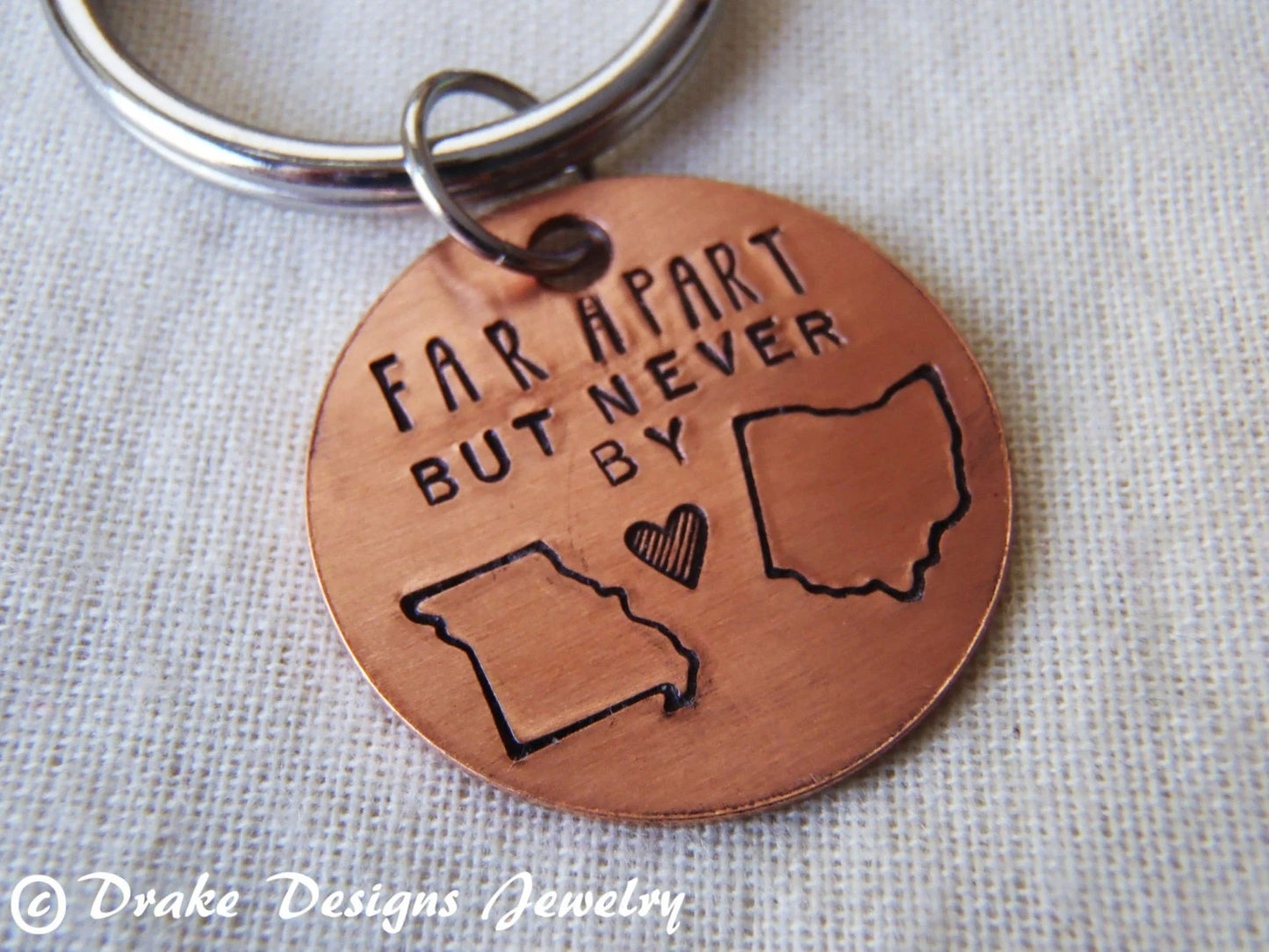 State to State State Keychain | Long Distance Friendship Gift - drake designs jewelry