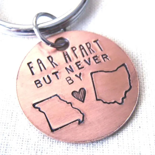 State to State State Keychain | Long Distance Friendship Gift - drake designs jewelry