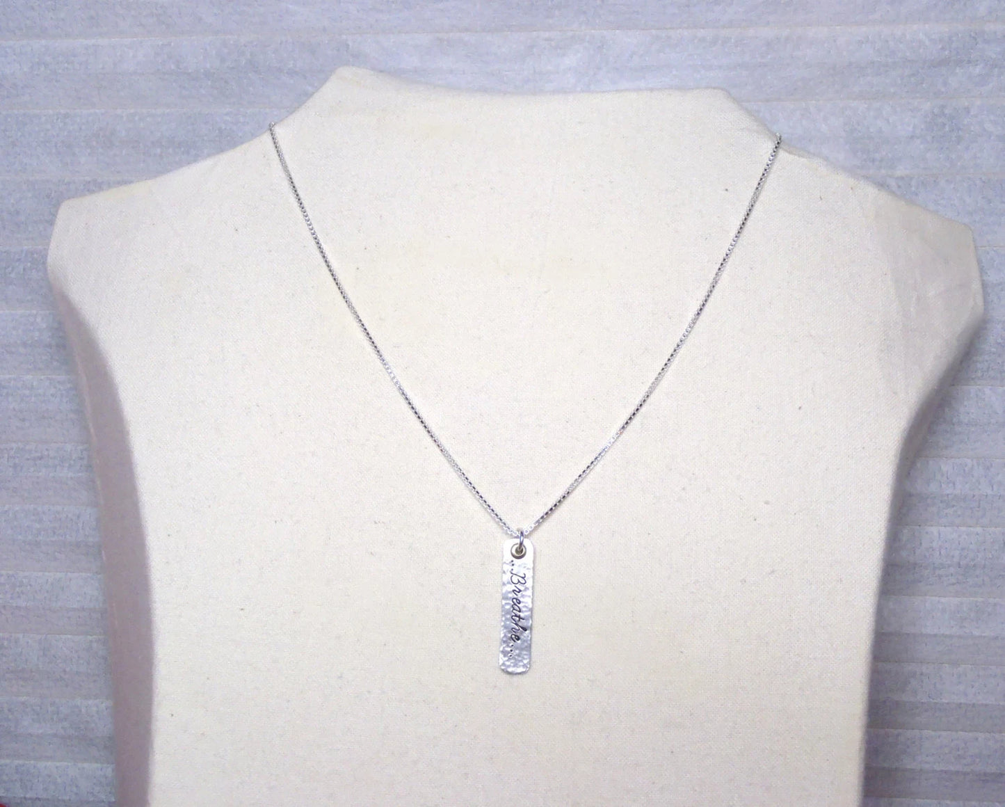 Breathe Necklace - Mindfulness - Hammered Sterling Silver with Gold Brass Accent