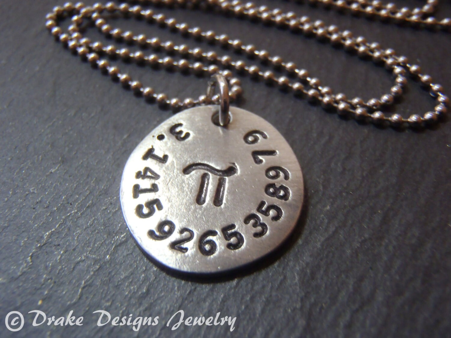 Pi necklace with number and symbol math jewelry gift for mathematcian - drak designs jewelry