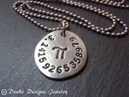 Pi necklace with number and symbol math jewelry gift for mathematcian - drak designs jewelry