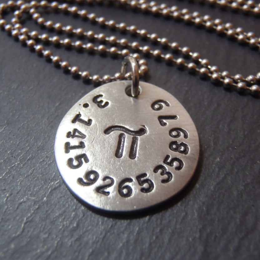 Pi necklace with number and symbol math jewelry gift for mathematcian - drak designs jewelry