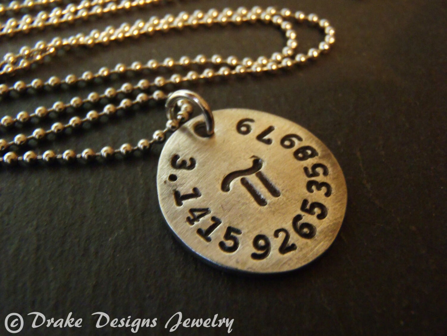 Pi necklace with number and symbol math jewelry gift for mathematcian - drak designs jewelry