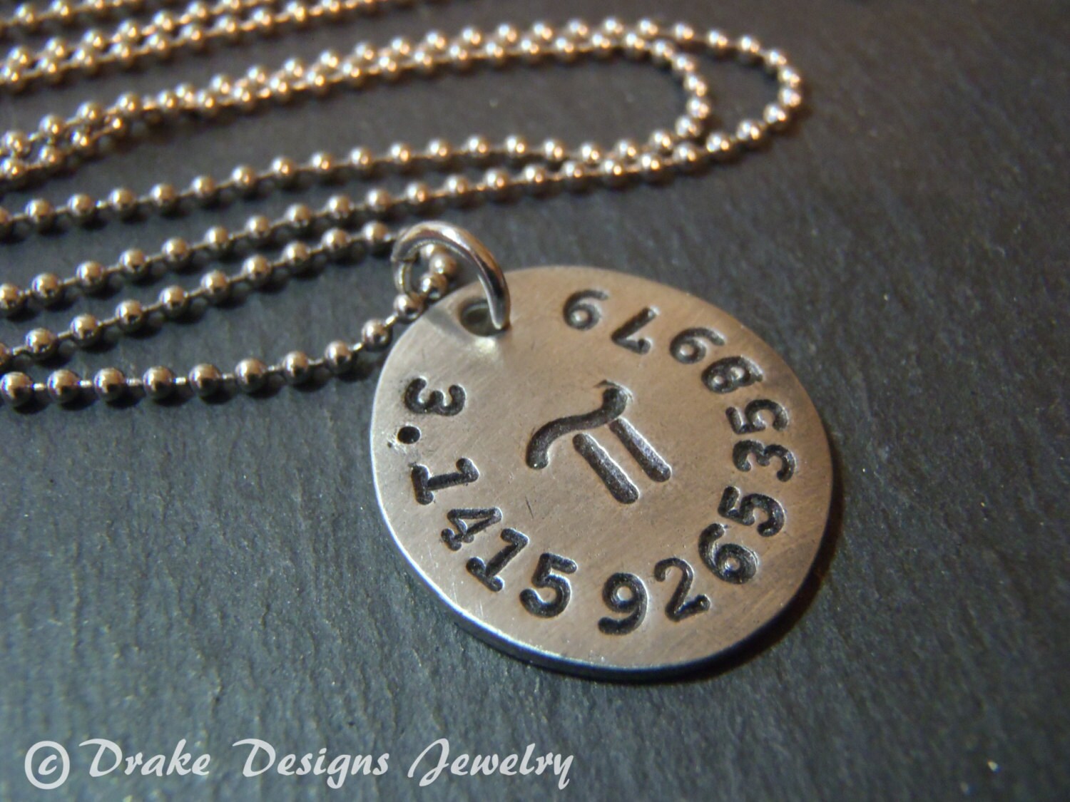 Pi necklace with number and symbol math jewelry gift for mathematcian - drak designs jewelry