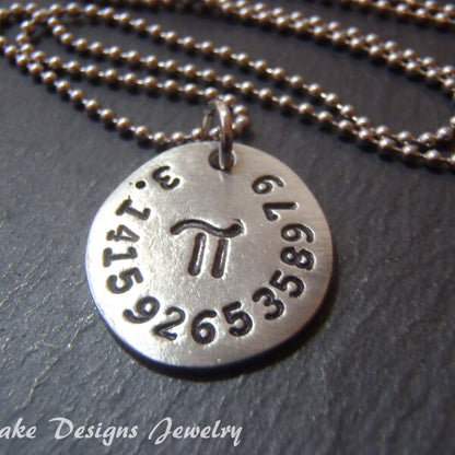 Pi necklace with number and symbol math jewelry gift for mathematcian - drak designs jewelry