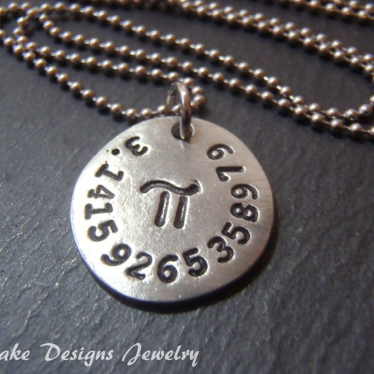 Pi necklace with number and symbol math jewelry gift for mathematcian - drak designs jewelry