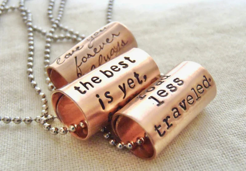 Custom Quote Necklace - Copper Anniversary Gift Personalized for Men or Women
