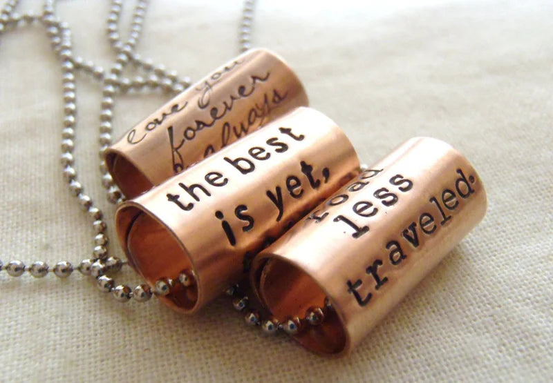 Custom Quote Necklace - Copper Anniversary Gift Personalized for Men or Women