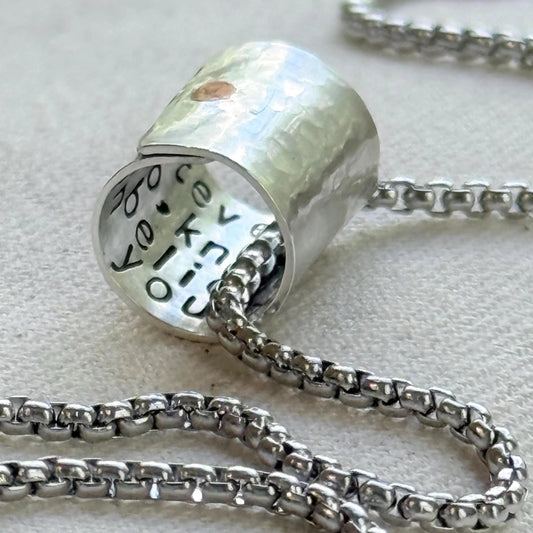 Personalized Secret Message necklace sterling silver pendant with custom message hidden inside