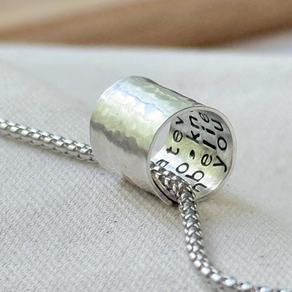 Personalized Secret Message necklace sterling silver pendant with custom message hidden inside