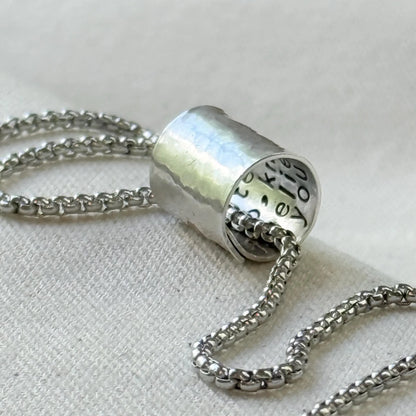 Personalized Secret Message necklace sterling silver pendant with custom message hidden inside