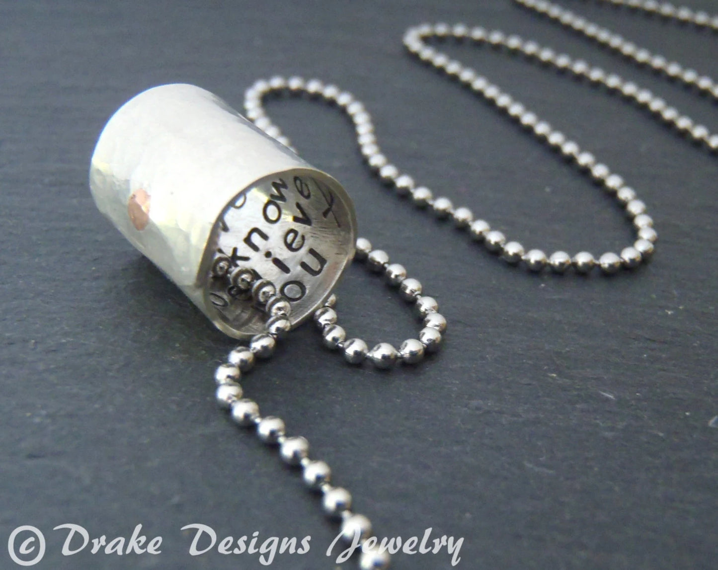 Personalized Secret Message necklace sterling silver pendant with custom message hidden inside