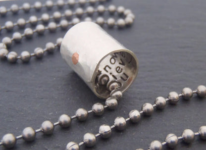 Personalized Secret Message necklace sterling silver pendant with custom message hidden inside