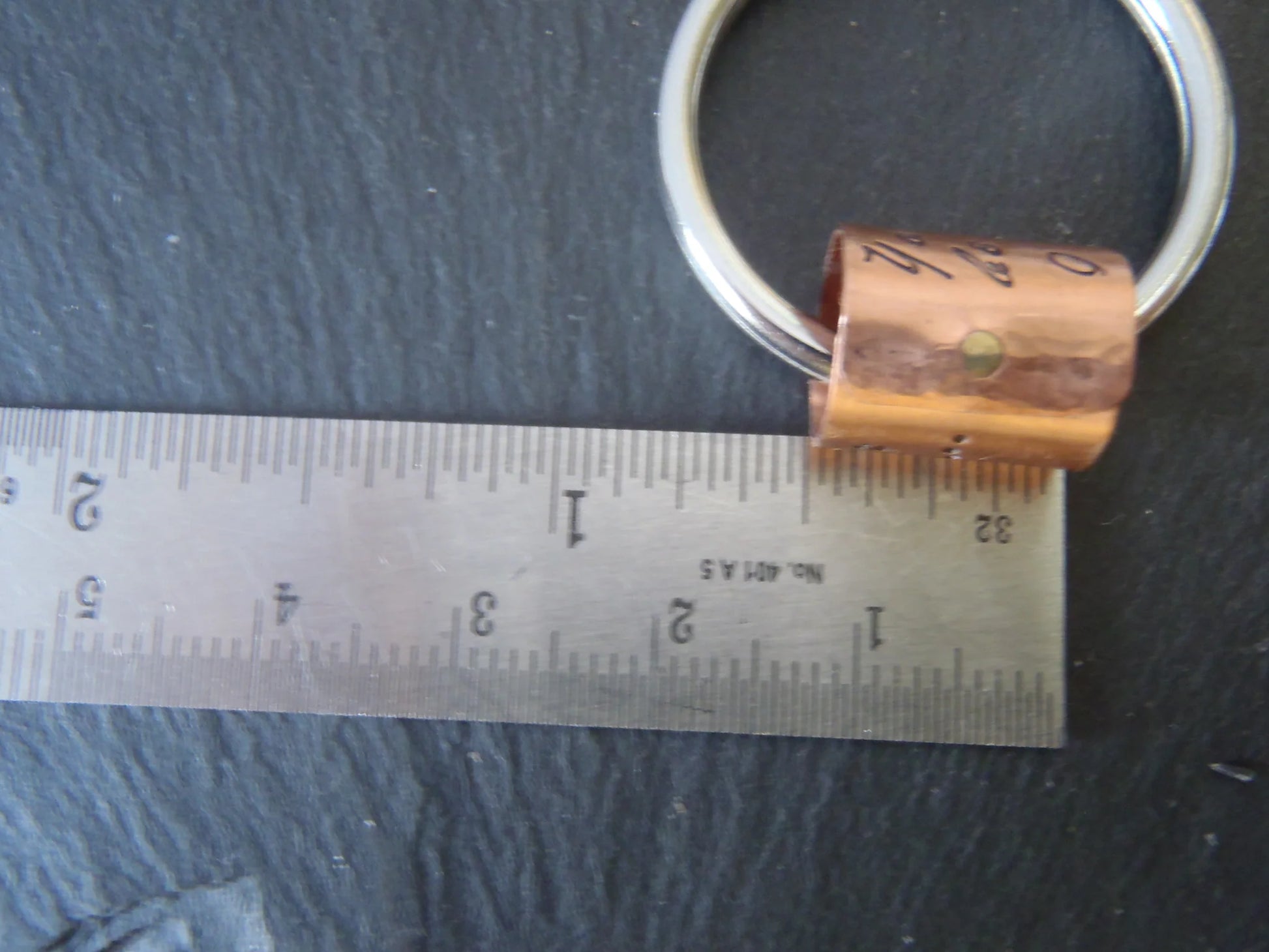Personalized Keychain with Custom Hand Stamped Message on sterling silver or copper anniversary gift - drake designs jewelry