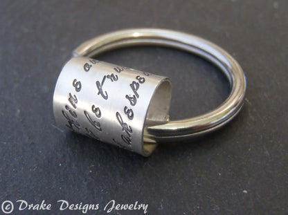 Personalized Keychain with Custom Hand Stamped Message on sterling silver or copper anniversary gift - drake designs jewelry