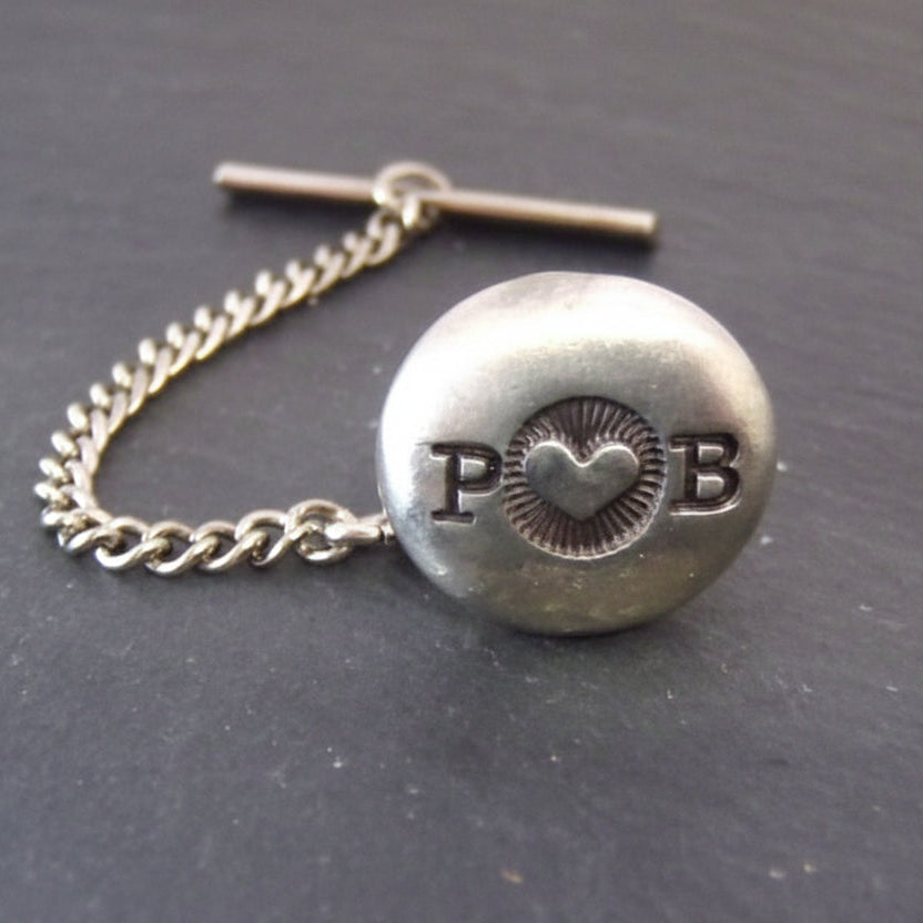 Rustic Men's Personalized Tie Pin with Couples Initials -Anniversary gift - Custom Tie Tack - drake designs jewelry
