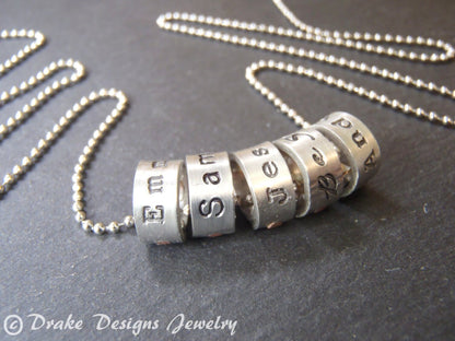 Name Charm Necklace Personalized with Kids Names or Inspirational Words on Tiny Bead Charms
