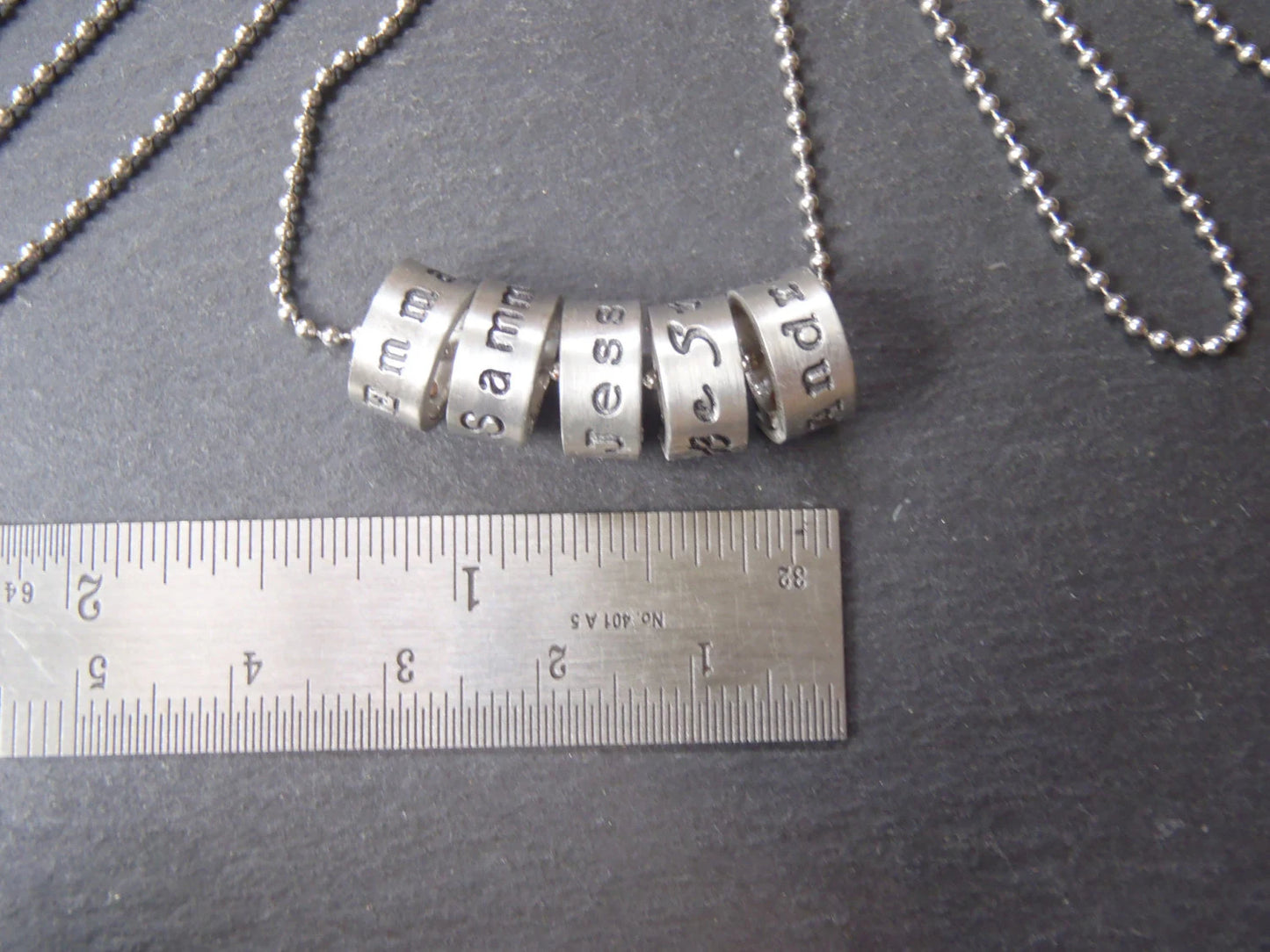 Name Charm Necklace Personalized with Kids Names or Inspirational Words on Tiny Bead Charms